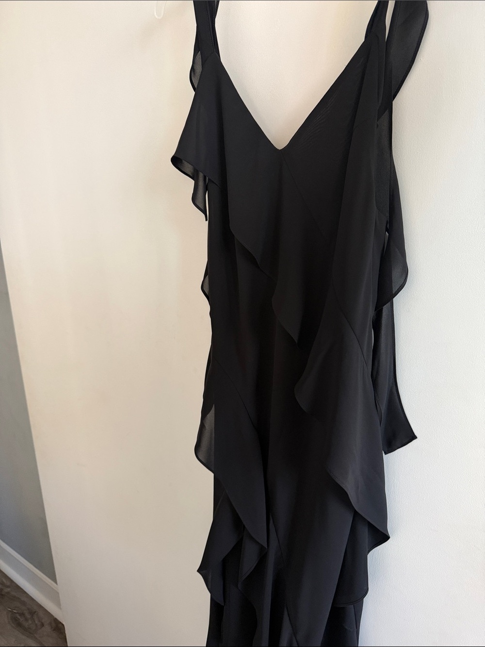 Amanda Uprichard Black One-Shoulder Ruffled Dress